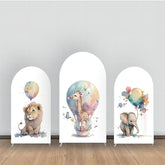 Aquarell Heiß Luft Ballon Tiere Bogen Hintergrund Bausatz